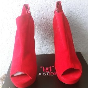Red Hot Open Toe Bootie